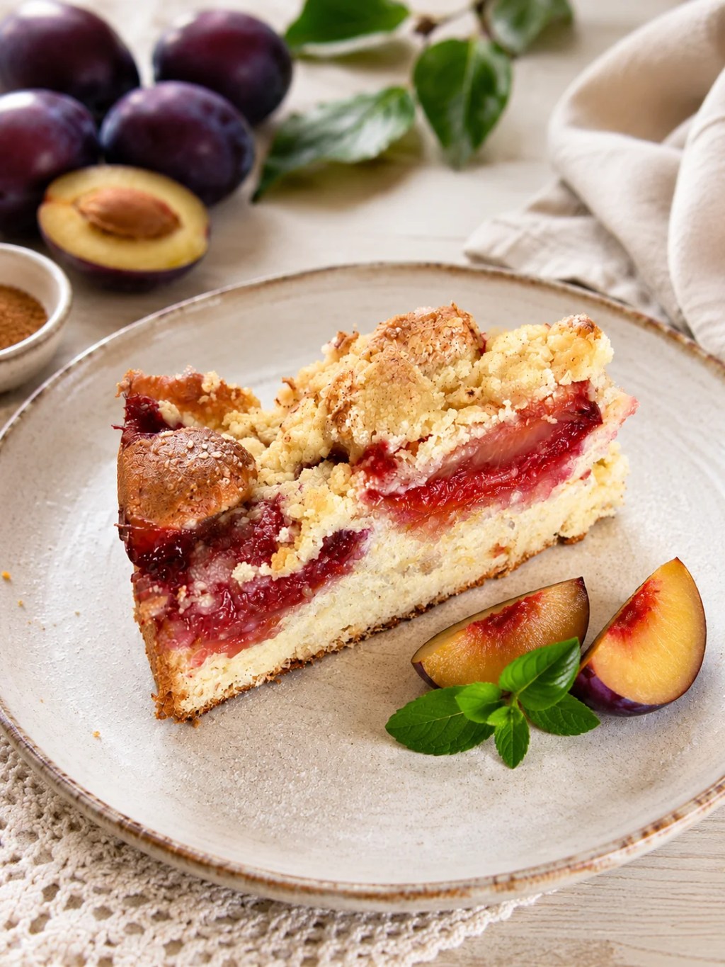 Easy Plum Crumble Cake with Fresh Plums