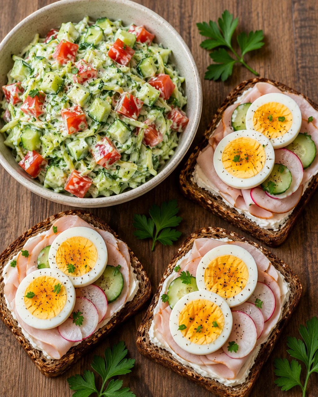 Fresh Zucchini Salad with Turkey & Egg&nbsp;Sandwiches